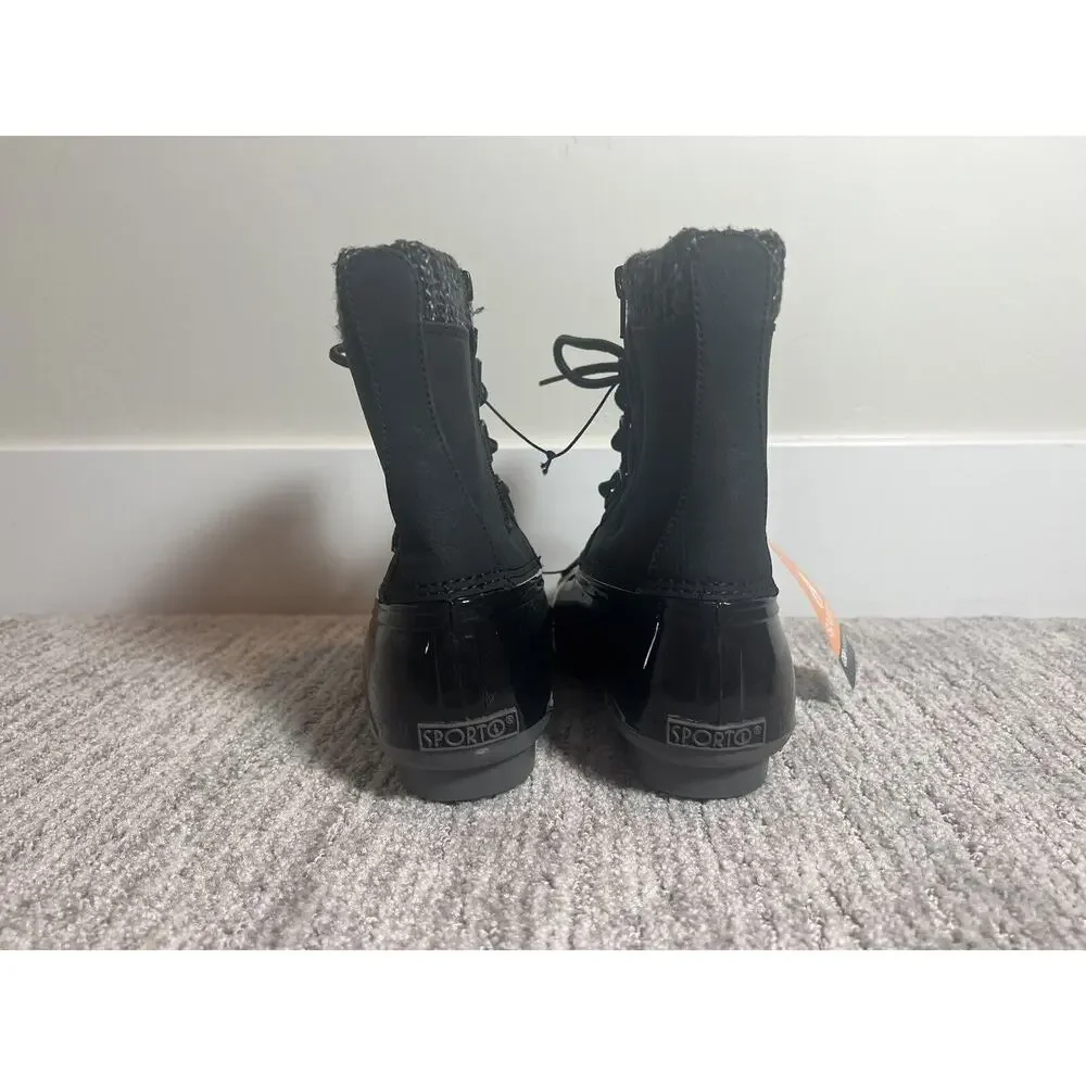 Women’s Boots Size 7M SPORTO LILIA WEATHER DUCK BOOT Black Rubber - Picture 5 of 8